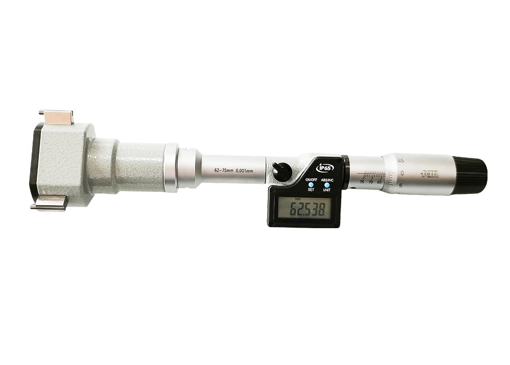 High Protection IP65 0.001mm Resolution Digital Three Point Internal Micrometer with 62-75mm Measuring Range