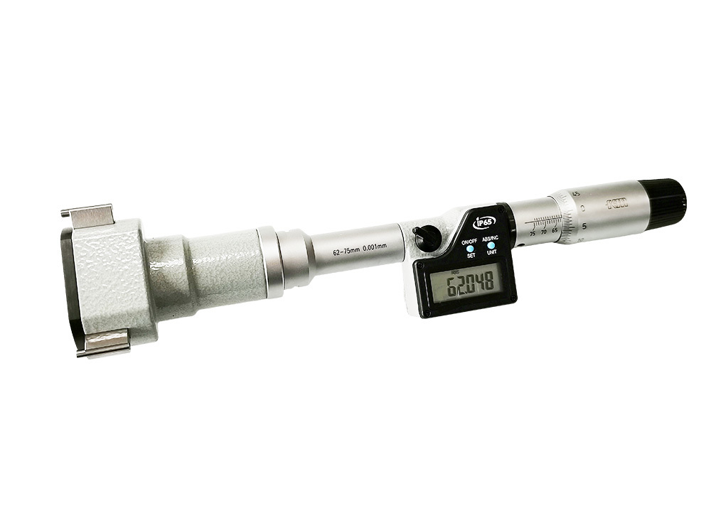 High Protection IP65 0.001mm Resolution Digital Three Point Internal Micrometer with 62-75mm Measuring Range