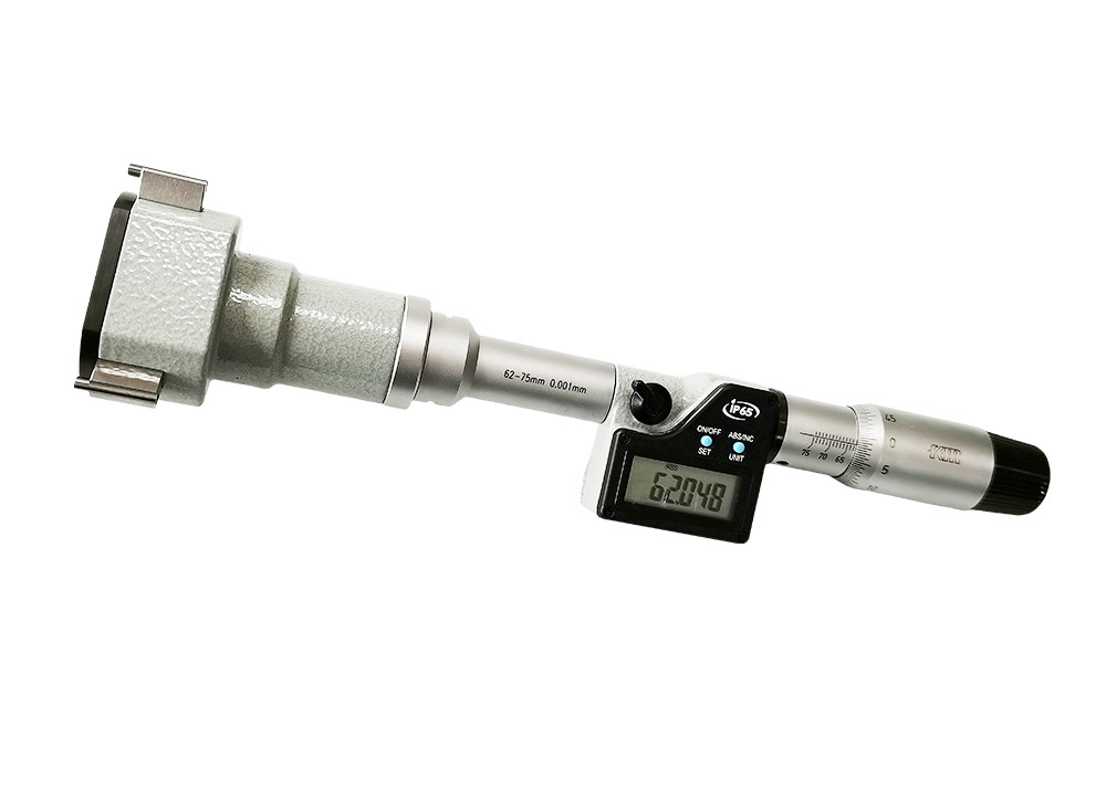 High Protection IP65 0.001mm Resolution Digital Three Point Internal Micrometer with 62-75mm Measuring Range