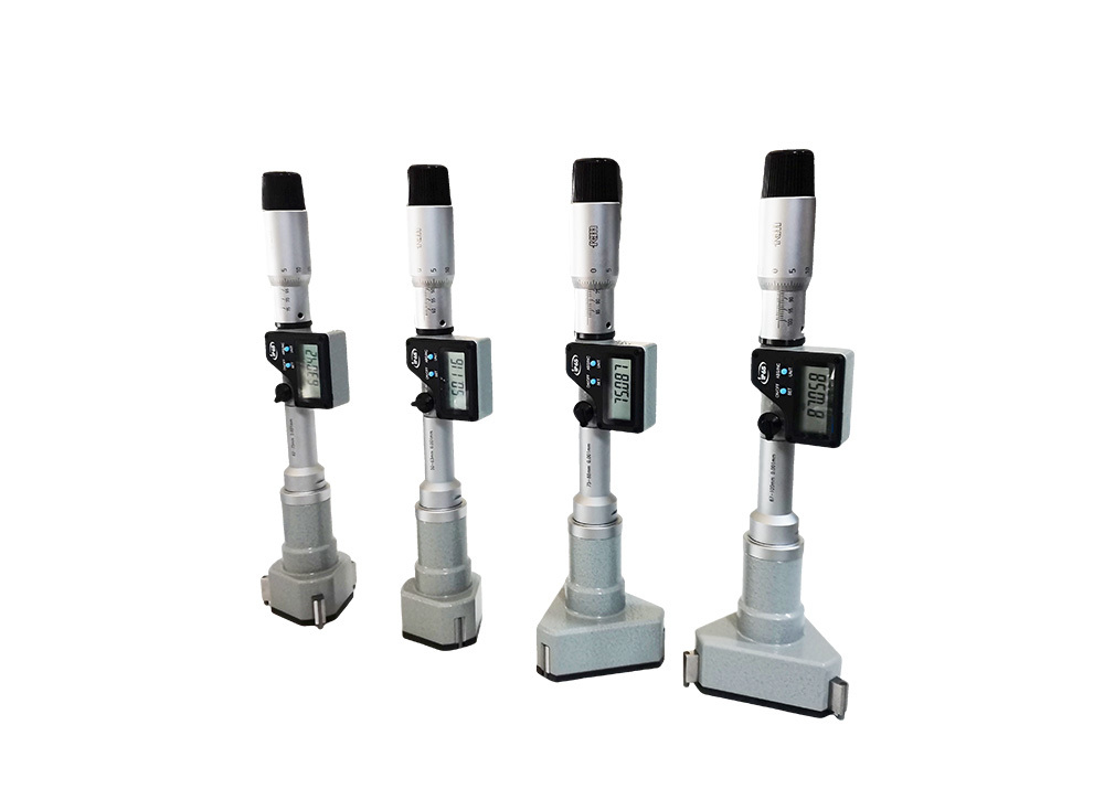 Set of Digital Three-point Bore Gauge with Setting Rings and Extension Rods for Wide Measurement