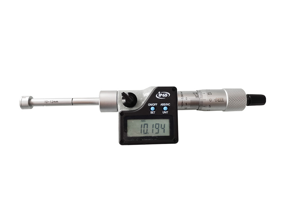 Three-Point Contact Precision 10-12mm Digital Three Point Internal Micrometer IP65 Protection 0.001mm Resolution