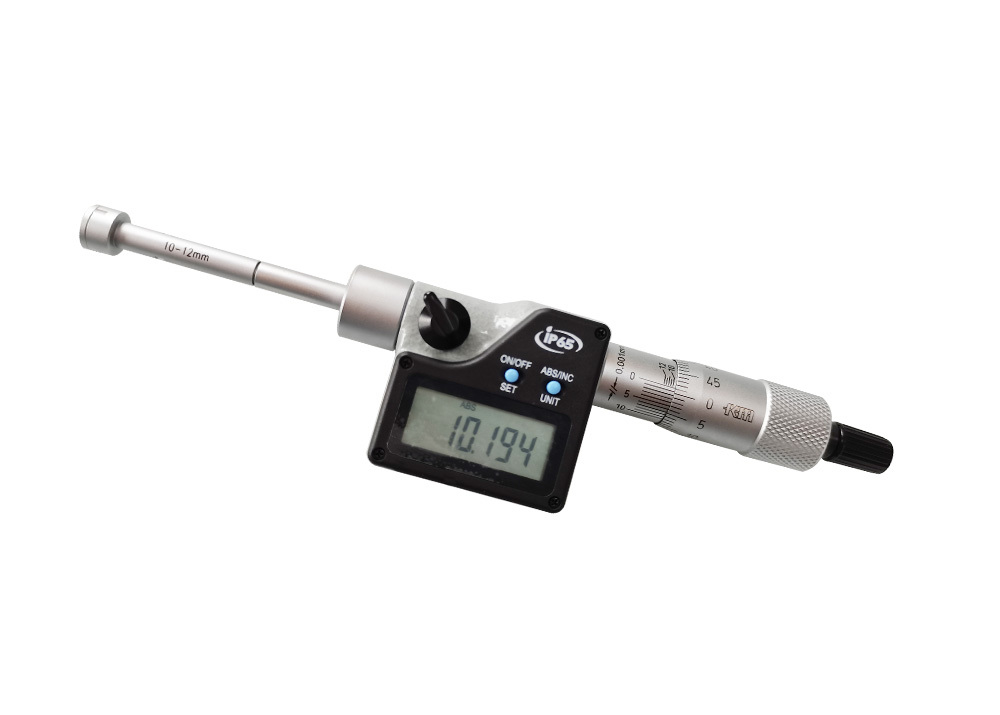 Three-Point Contact Precision 10-12mm Digital Three Point Internal Micrometer IP65 Protection 0.001mm Resolution